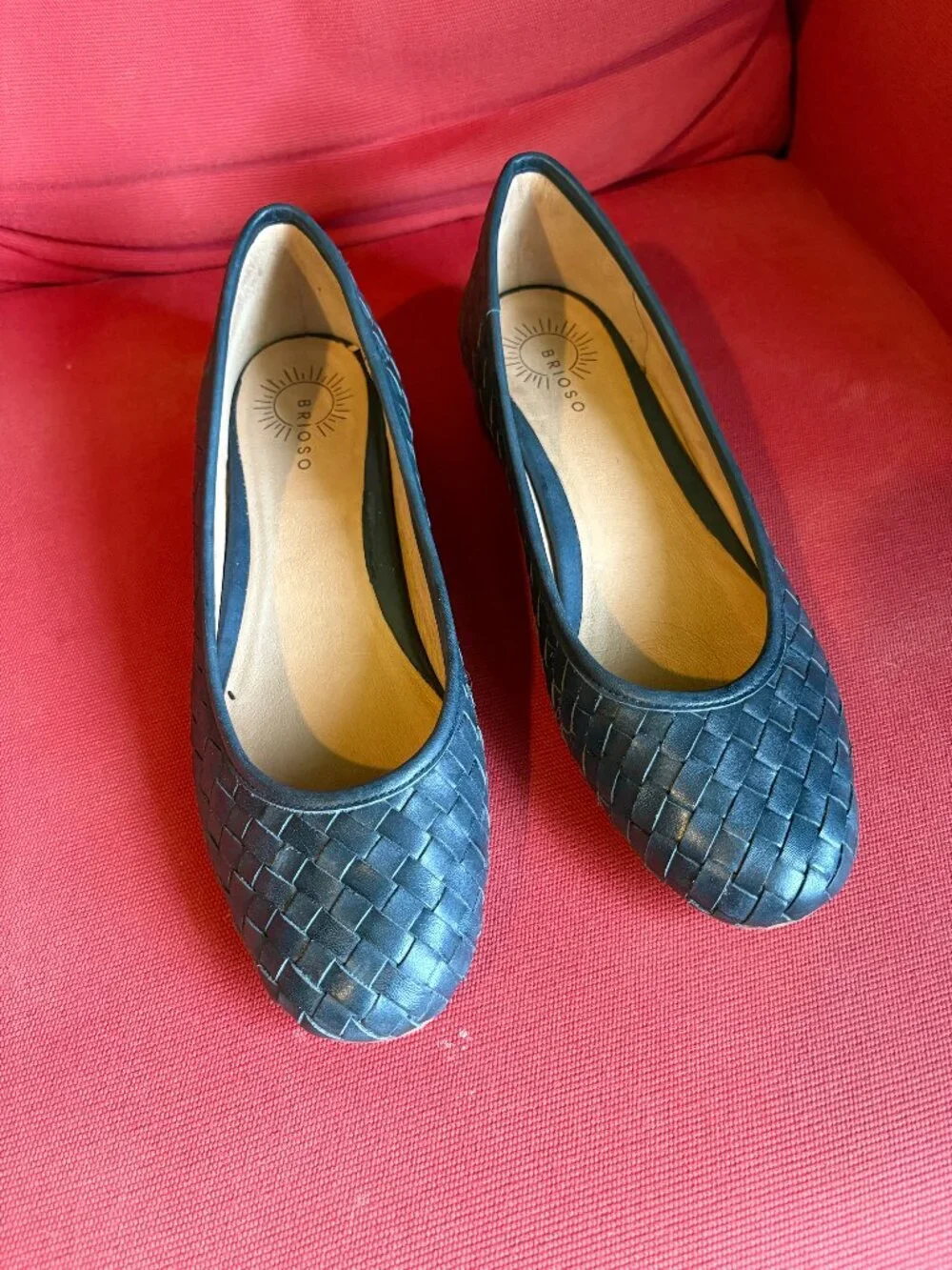 Brioso Blue Woven Leather Mera Flats